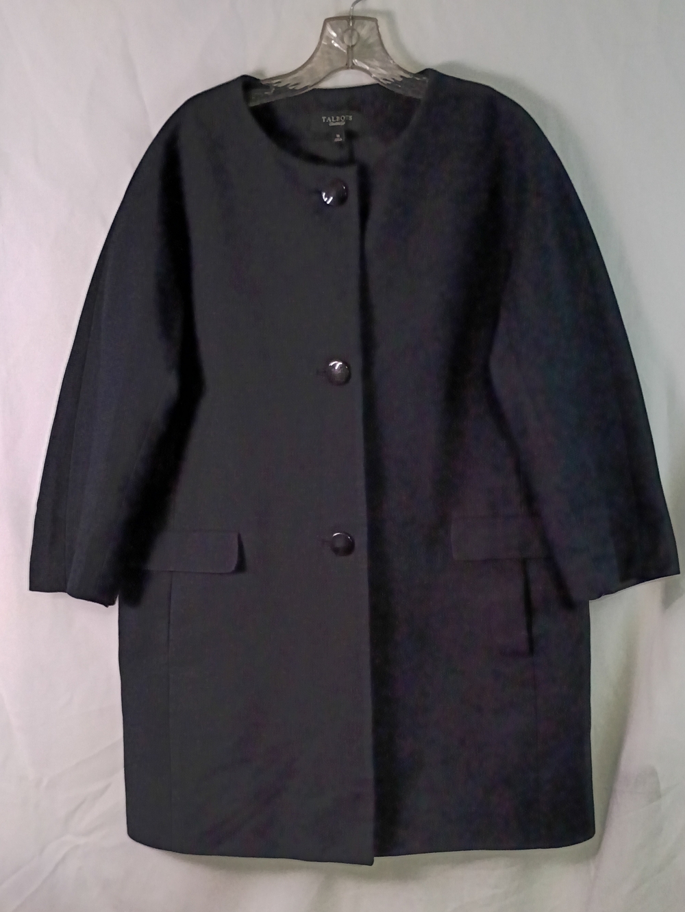 Talbots Black Collarless Pea Coat